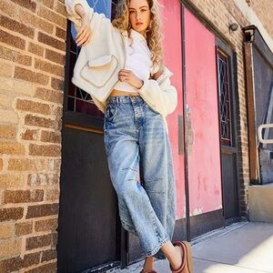 We The Free Good Luck Mid-Rise Wide Leg Barrel Jean